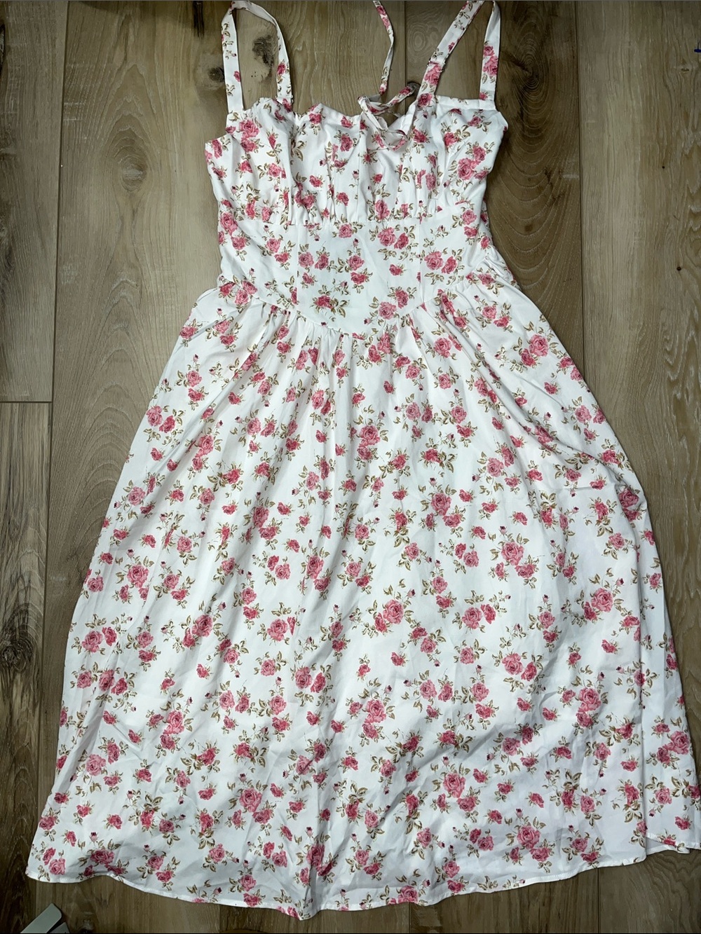 Scarlet Darkness Floral Milkmaid Cottagecore Pin-up Boho Midi Dress Size M NEW - Picture 3 of 8